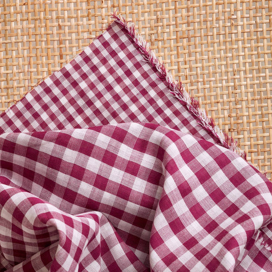 Atelier Brunette Double Gauze Gingham Off-White Dahlia ($40/metre)