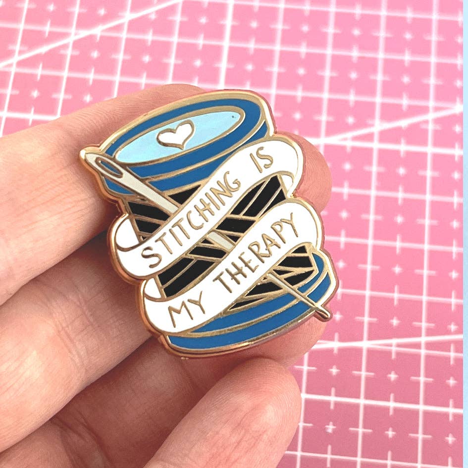 Jubly-Umph 'Stitching Is My Therapy' Enamel Lapel Pin