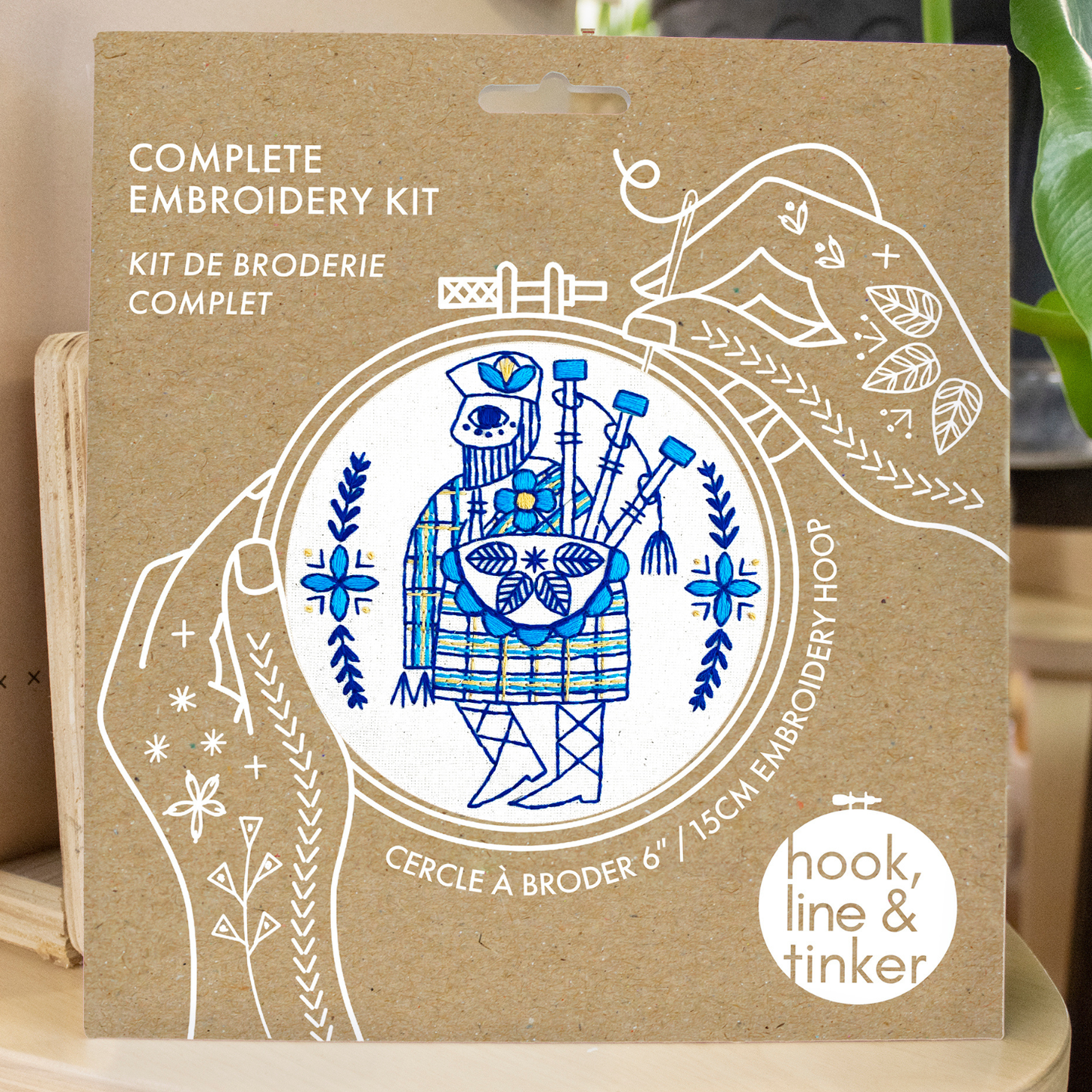 Hook, Line & Tinker Bagpiper Piping Complete Embroidery Kit