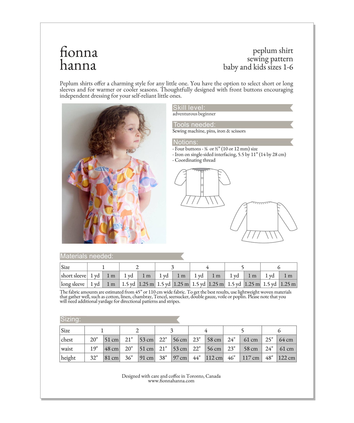 Fionna Hanna Peplum Shirt for Children