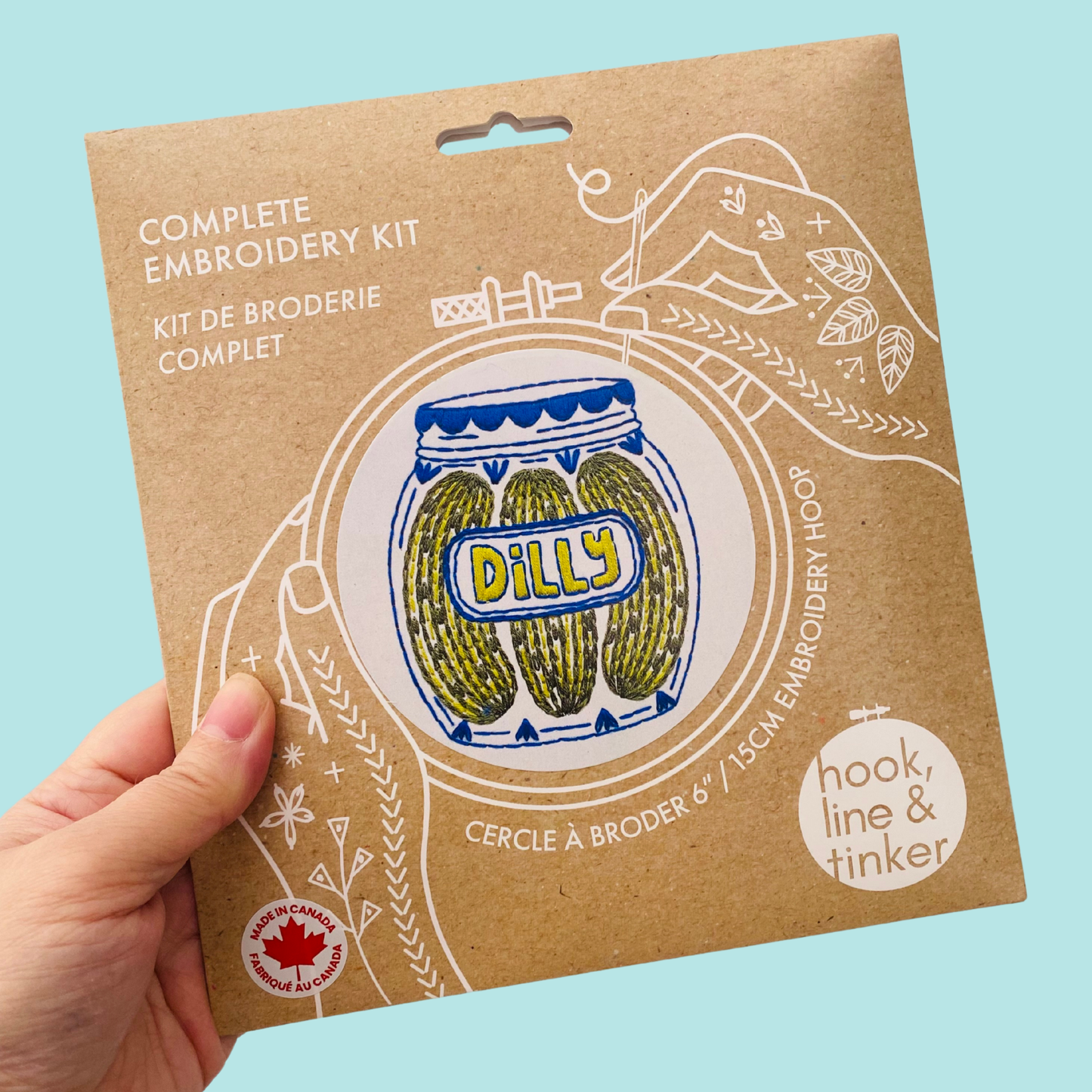 Hook, Line & Tinker Pickles Complete Embroidery Kit