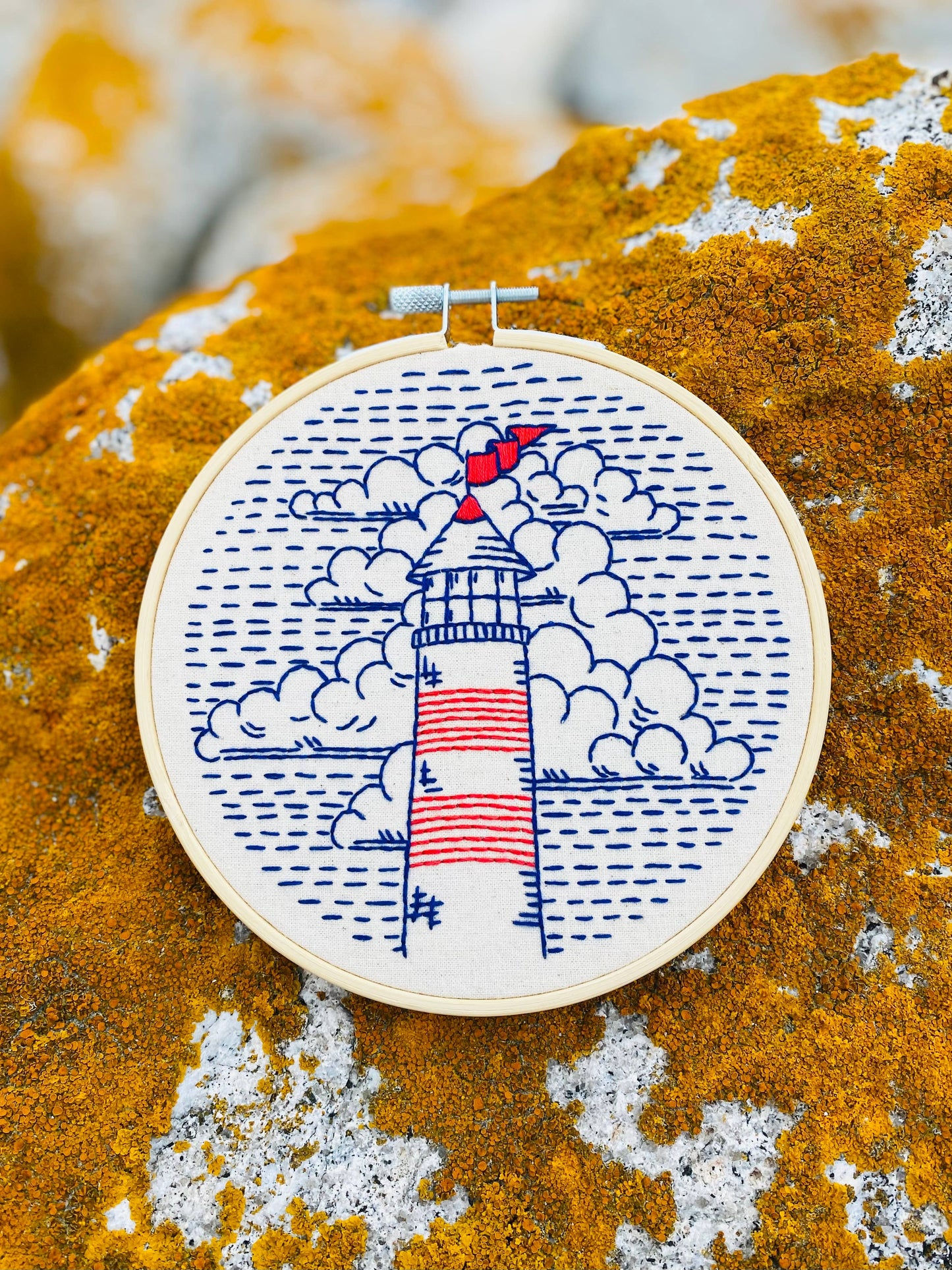 Hook, Line & Tinker Lighthouse Complete Embroidery Kit