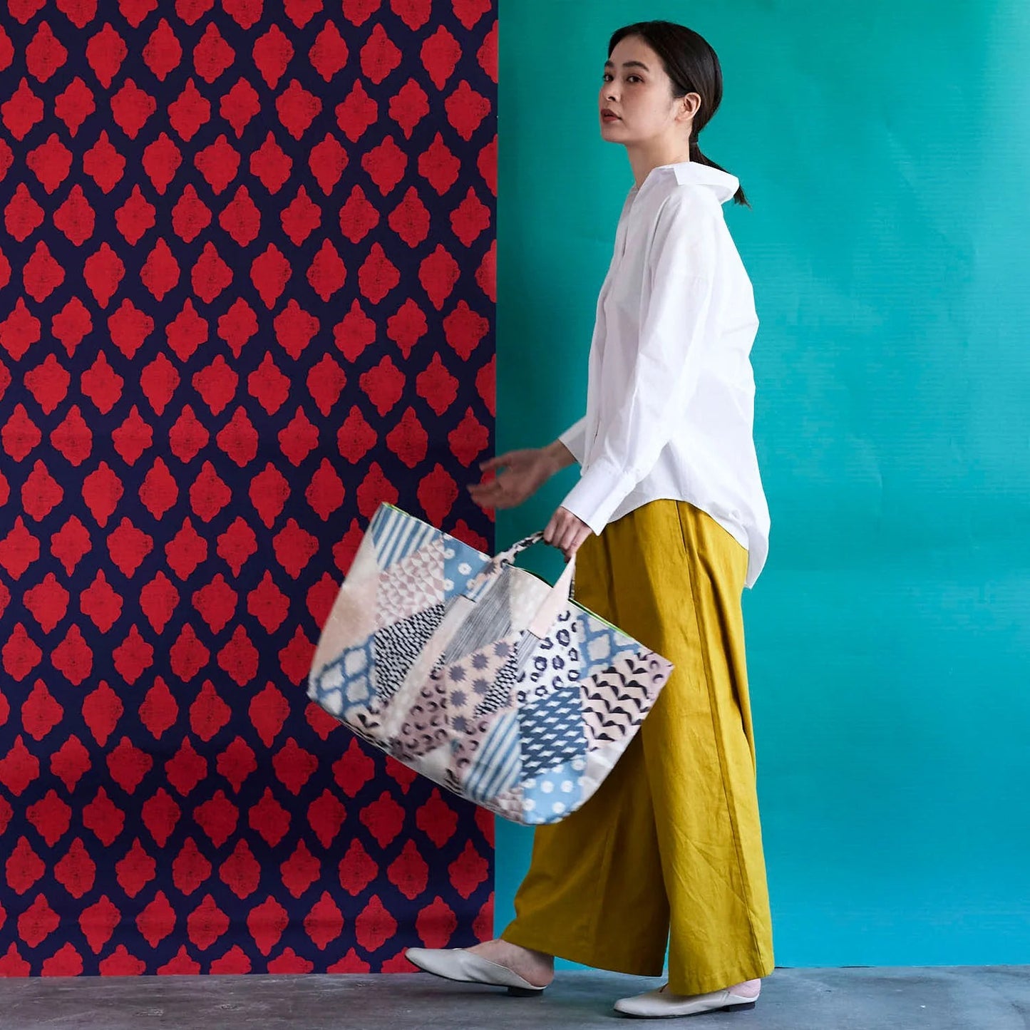 Echino by Kokka Rhombus (Mocha) ($64/metre)