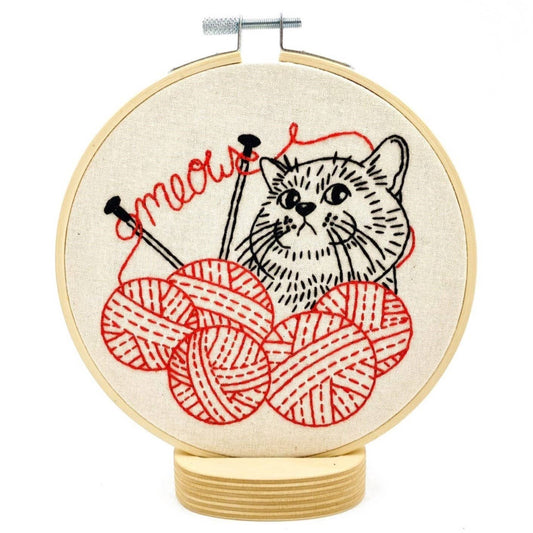 Hook, Line & Tinker Kitten with Knitting Complete Embroidery Kit