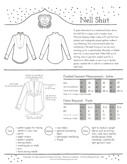 A Verb for Keeping Warm Nell Shirt