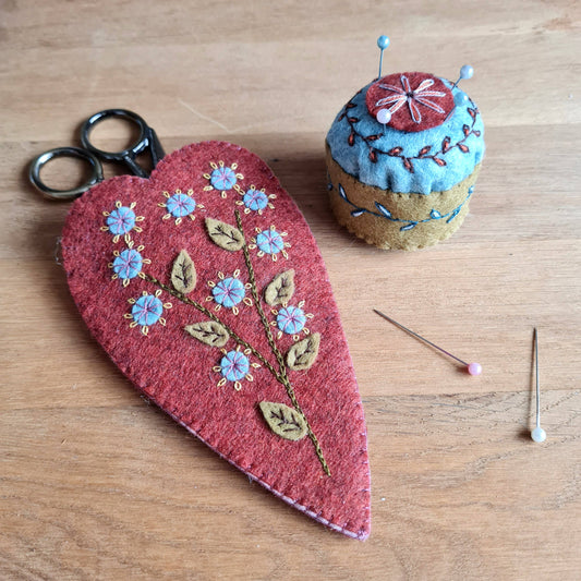 Corinne Lapierre Embroidered Scissors Pouch and Mini Pin Cushion