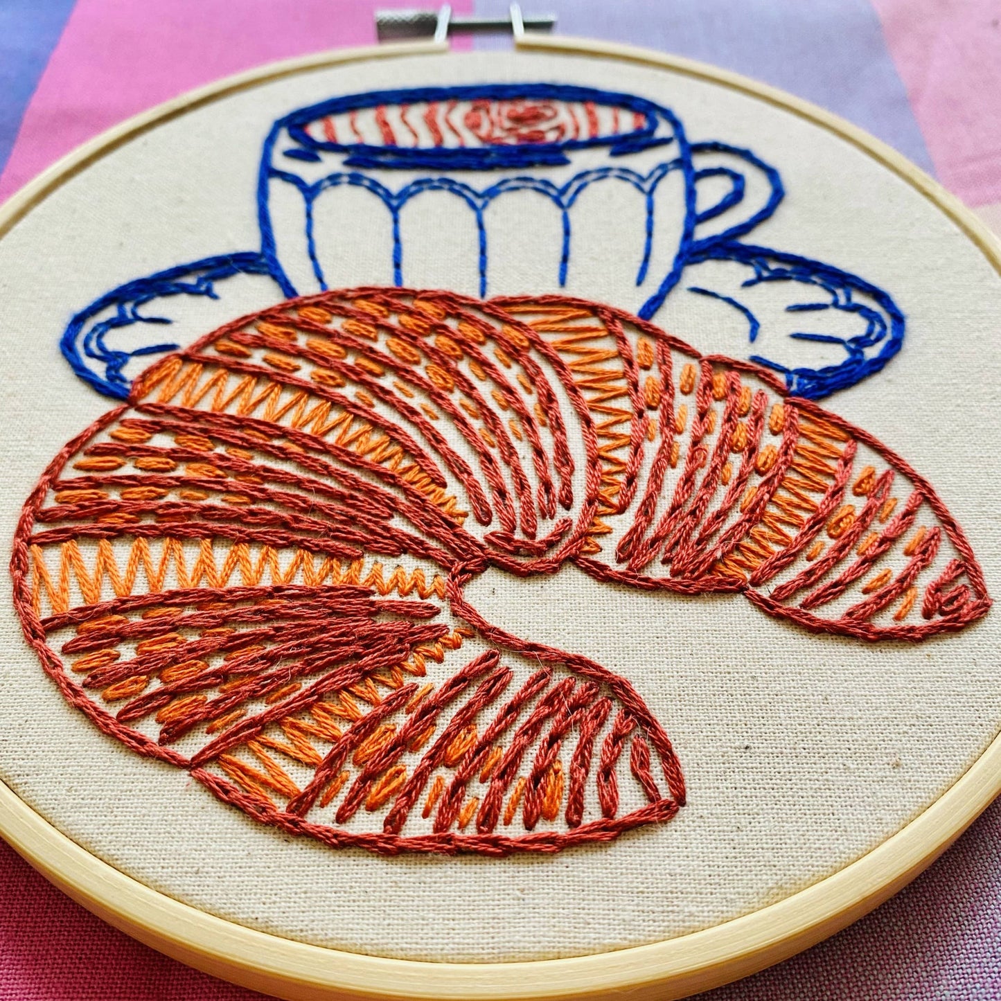 Hook, Line & Tinker Croissant Complete Embroidery Kit
