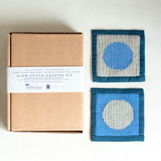 Helen Round Slow Stitched Coasters Kit in Linen