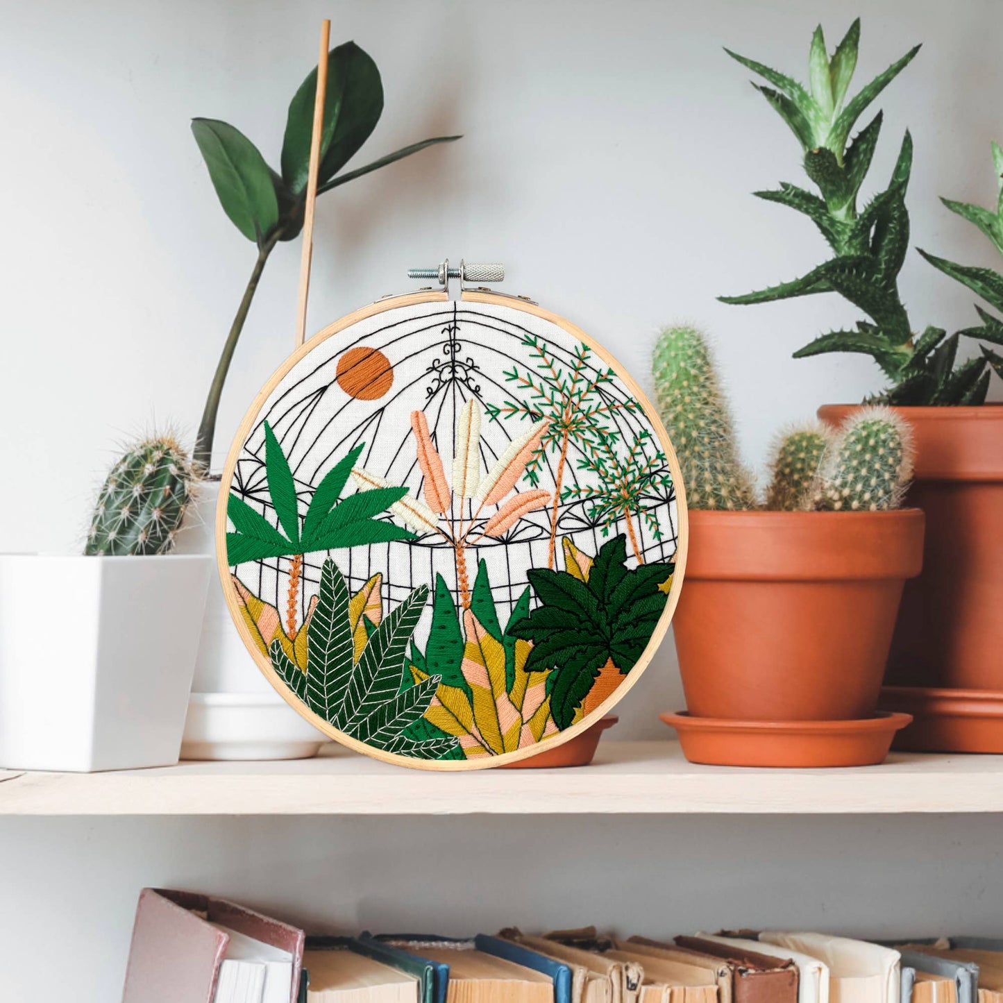 Embroidery and Sage Botanical Greenhouse Garden Embroidery Kit