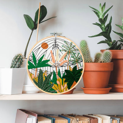 Embroidery and Sage Botanical Greenhouse Garden Embroidery Kit