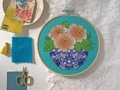 Rikrack Peony Embroidery Kit