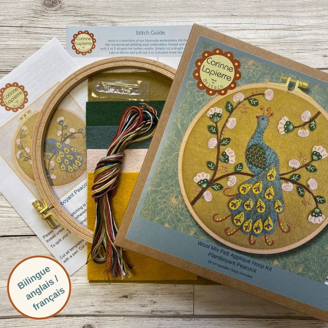 Corinne Lapierre Flamboyant Peacock Appliqué Hoop Craft Kit