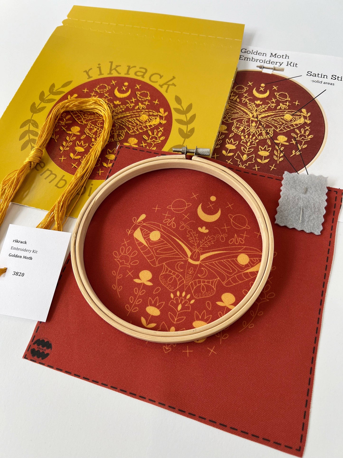 Rikrack Golden Moth Embroidery Kit