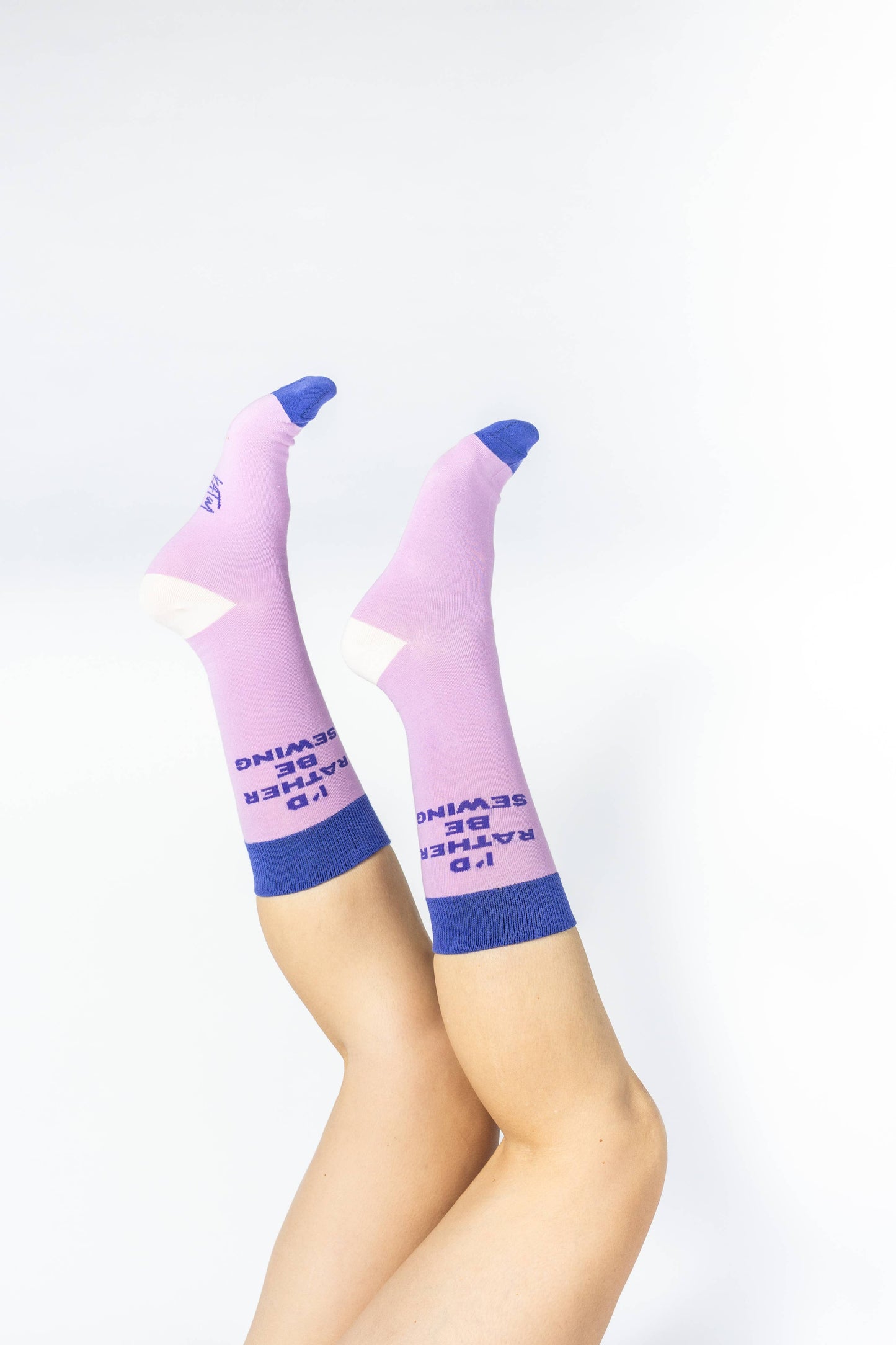 Kylie and The Machine 'I'd Rather Be Sewing' Socks (Purple/Blue)