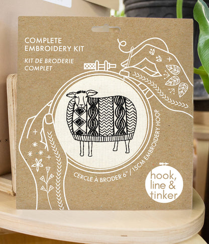 Hook, Line & Tinker Sweater Weather Sheep Complete Embroidery Kit