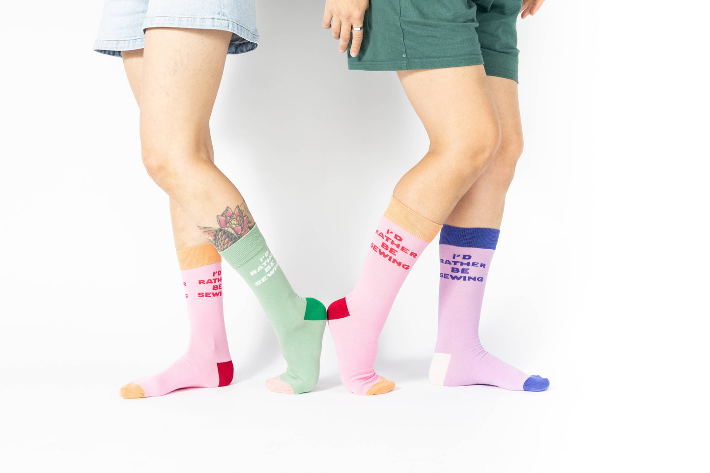 Kylie and The Machine 'I'd Rather Be Sewing' Socks (Purple/Blue)