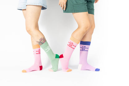 Kylie and The Machine 'I'd Rather Be Sewing' Socks (Purple/Blue)