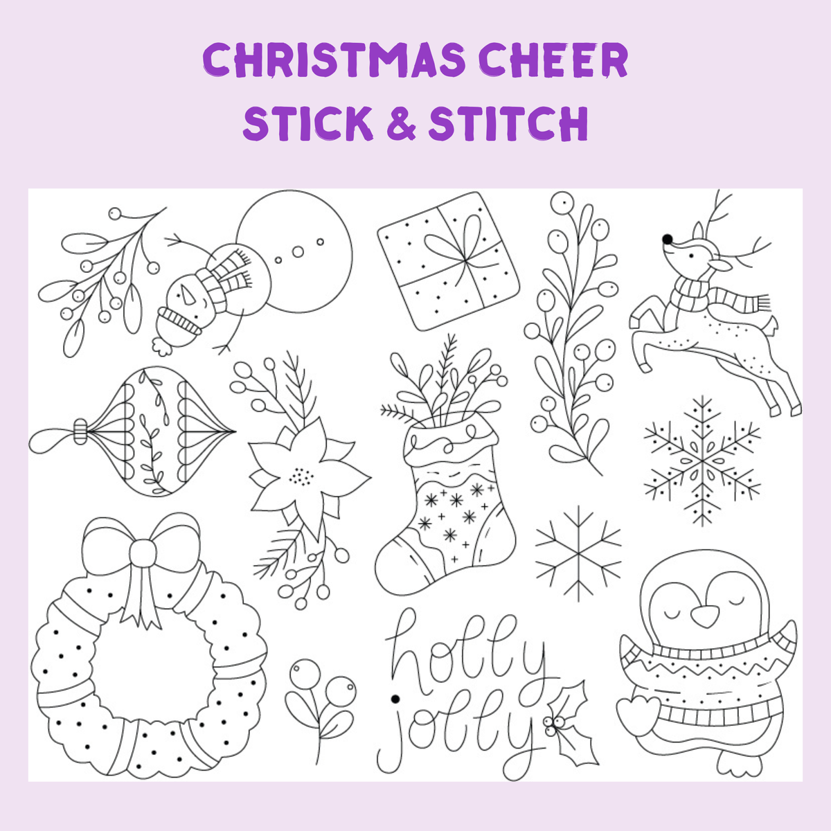 Hawthorn Handmade Christmas Cheer Stick & Stitch Embroidery Pack