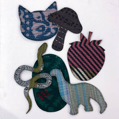 Otto Finn Iron-on Kantha Patches (Dinosaur)