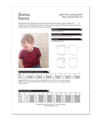 Fionna Hanna Apple Shirt For Children