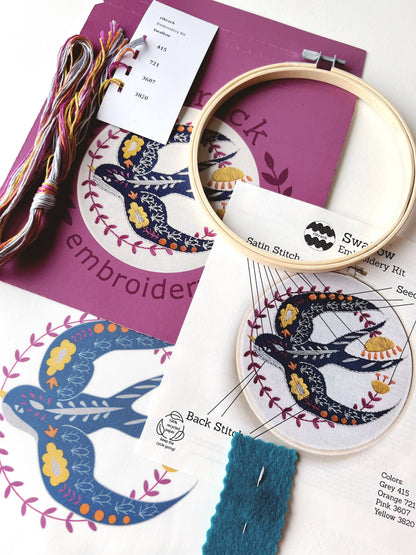 Rikrack Swallow Embroidery Kit