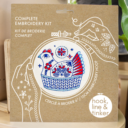 Hook, Line & Tinker French Hen Complete Embroidery Kit