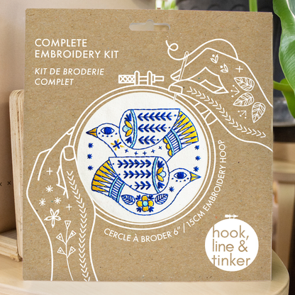 Hook, Line & Tinker Turtle Doves Complete Embroidery Kit