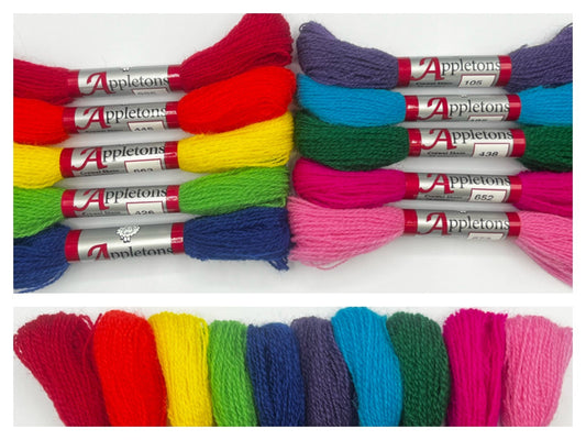 Appletons Crewel 2 Ply Range (Rainbow Colours)