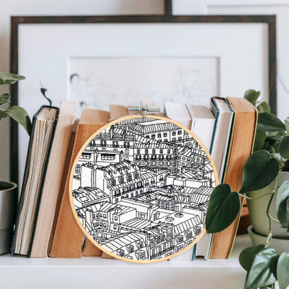 Embroidery and Sage Rooftops of Paris, France Embroidery Kit