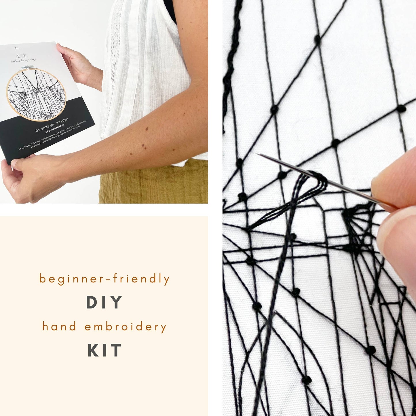 Embroidery and Sage Brooklyn Bridge, New York City Embroidery Kit