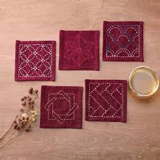 Olympus Sashiko Coaster Collection (Deep Red)