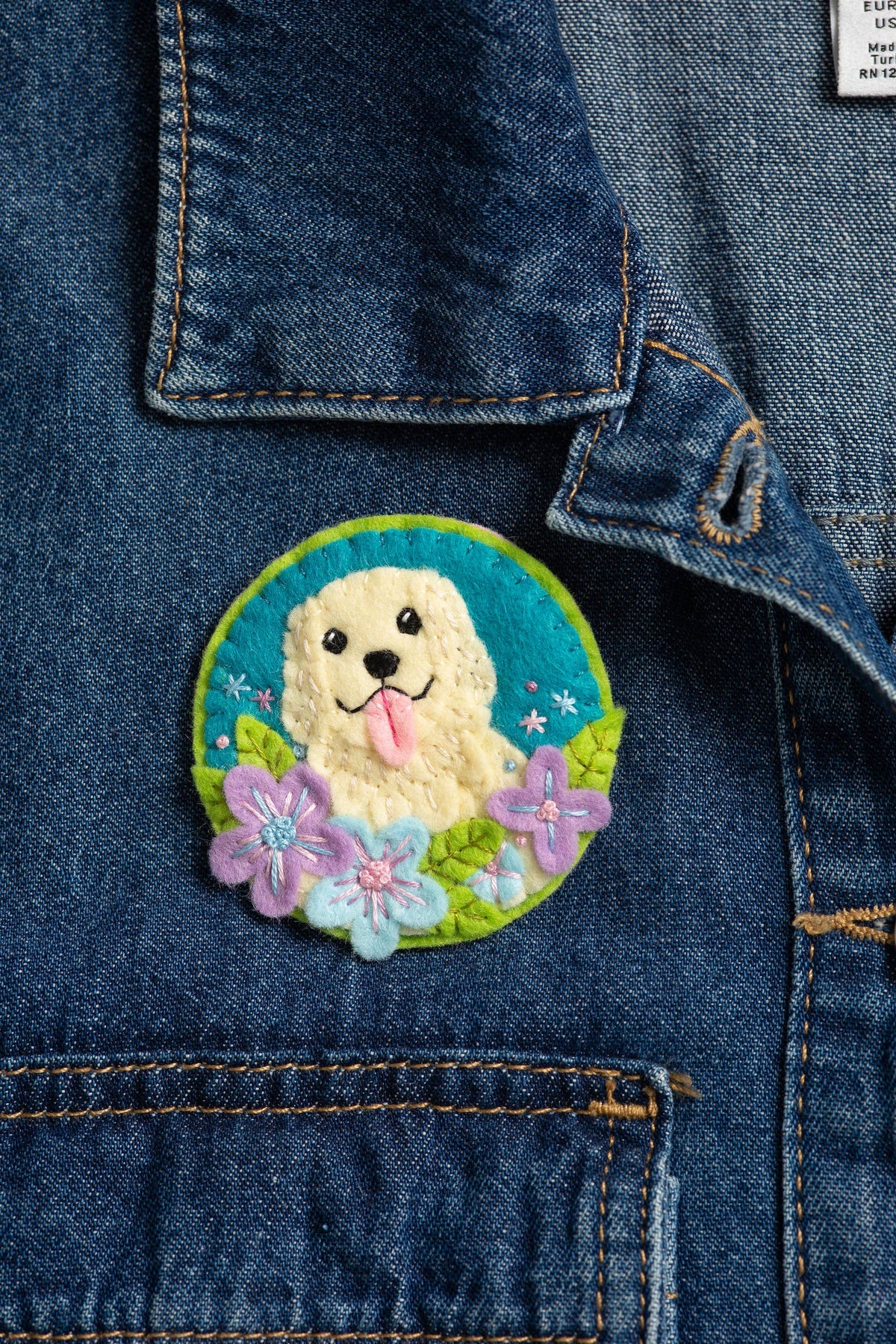 Hawthorn Handmade Golden Retriever Felt Craft Brooch Kit