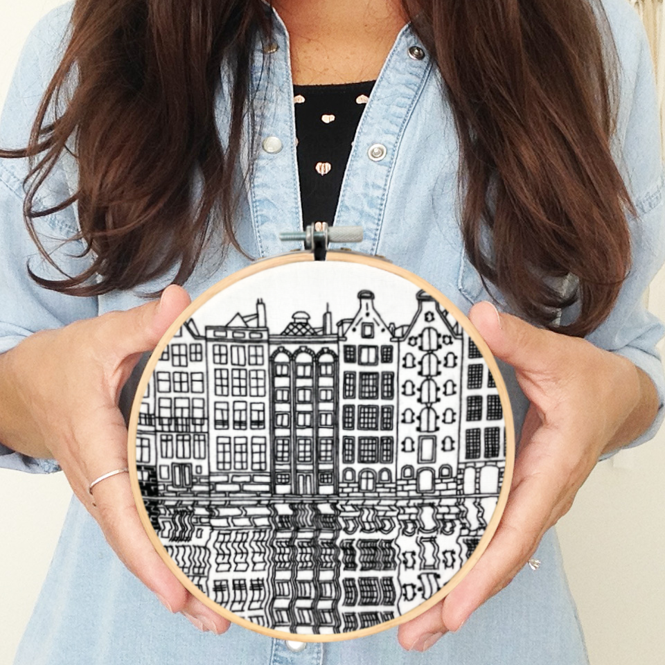Embroidery and Sage Gingerbread Houses Amsterdam Embroidery Kit