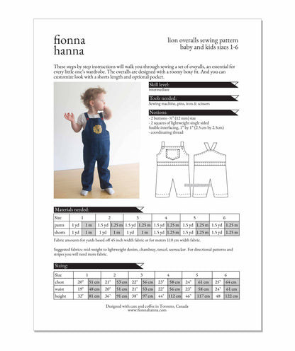 Fionna Hanna Lion Overalls for Children