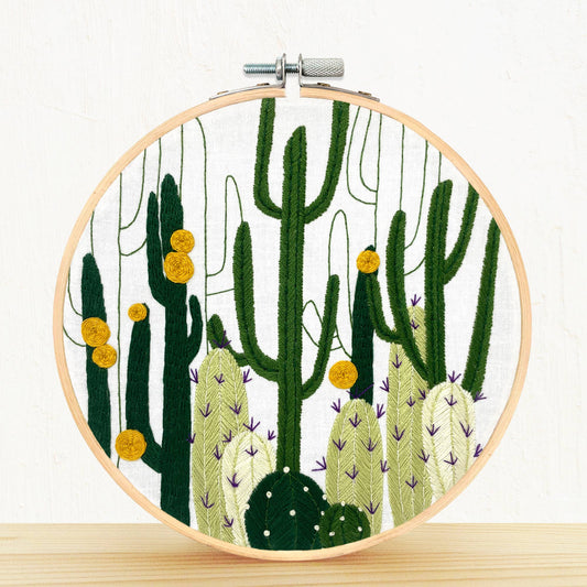 Embroidery and Sage Cactus Bloom Embroidery Kit
