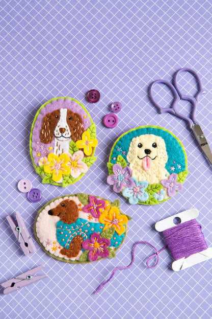 Hawthorn Handmade Golden Retriever Felt Craft Brooch Kit
