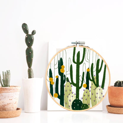 Embroidery and Sage Cactus Bloom Embroidery Kit