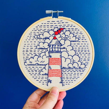 Hook, Line & Tinker Lighthouse Complete Embroidery Kit