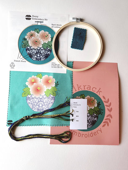 Rikrack Peony Embroidery Kit