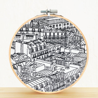 Embroidery and Sage Rooftops of Paris, France Embroidery Kit