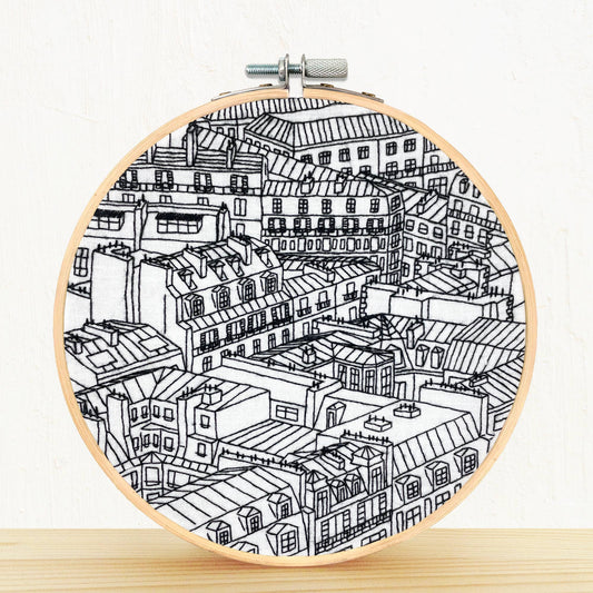 Embroidery and Sage Rooftops of Paris, France Embroidery Kit