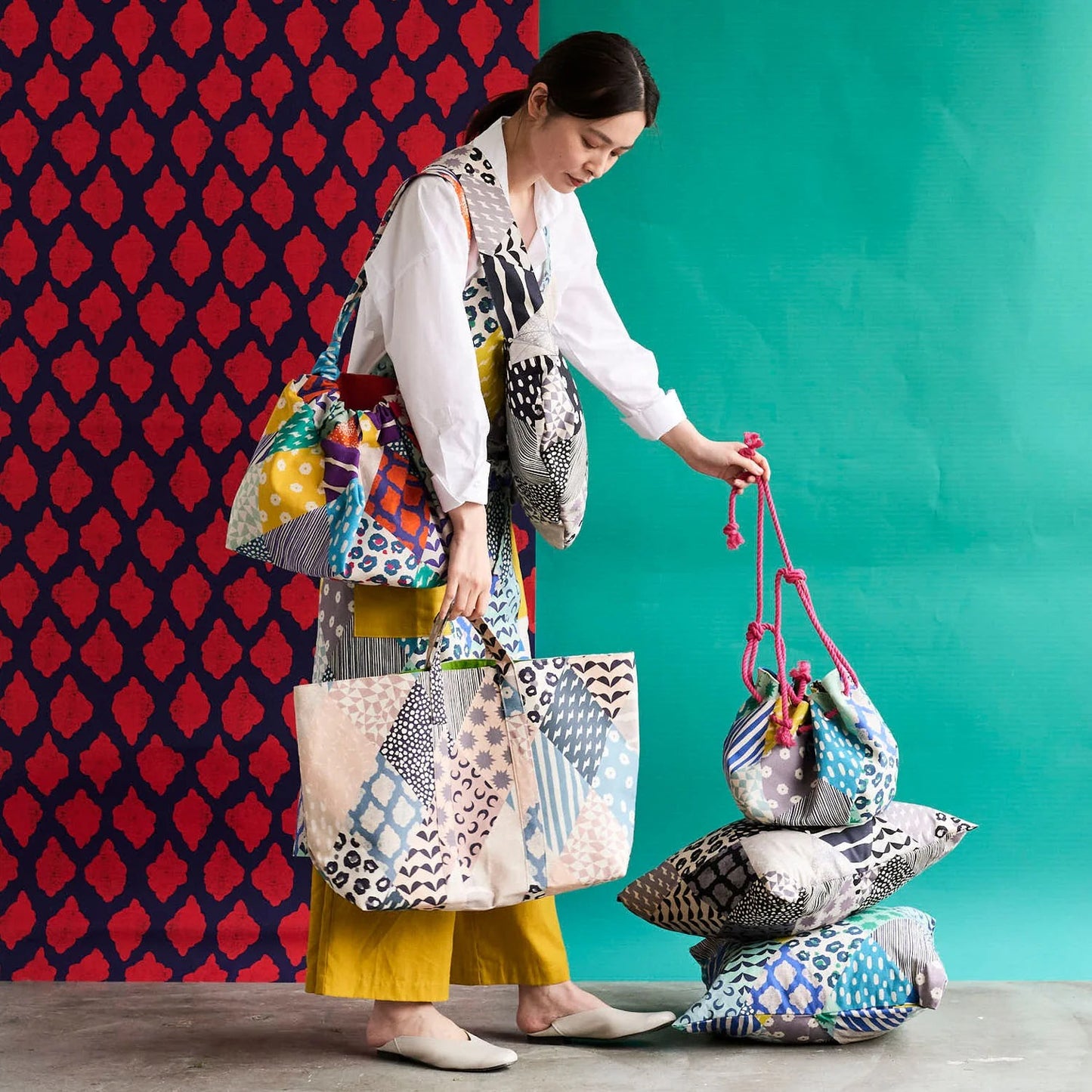 Echino by Kokka Rhombus (Mocha) ($64/metre)