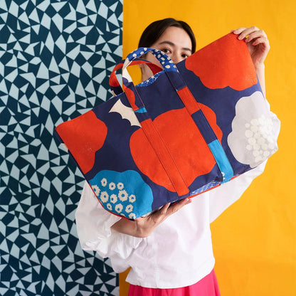 Echino by KOKKA Cloud Flower (Navy) ($64/metre)