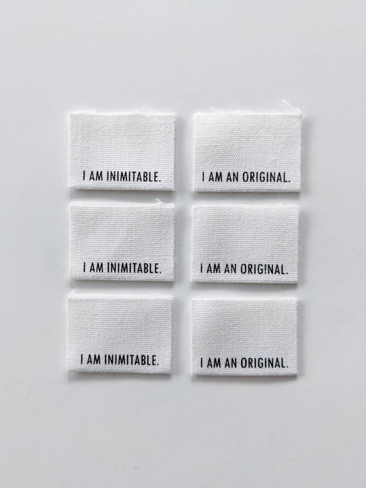 Intensely Distracted 'I Am Inimitable. I Am An Original.' Sewing Labels