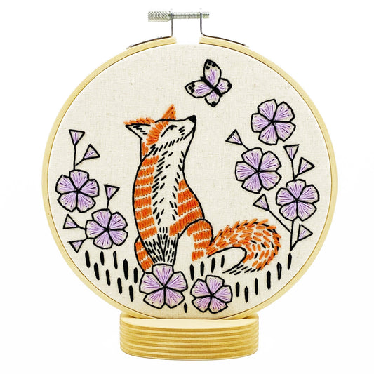 Hook, LIne & Tinker Fox in Phlox Complete Embroidery Kit