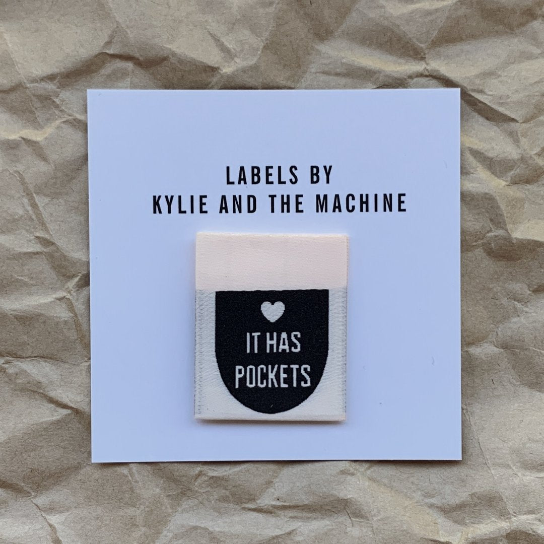 Kylie and the Machine “It Has Pockets" Woven Labels 8 Pack