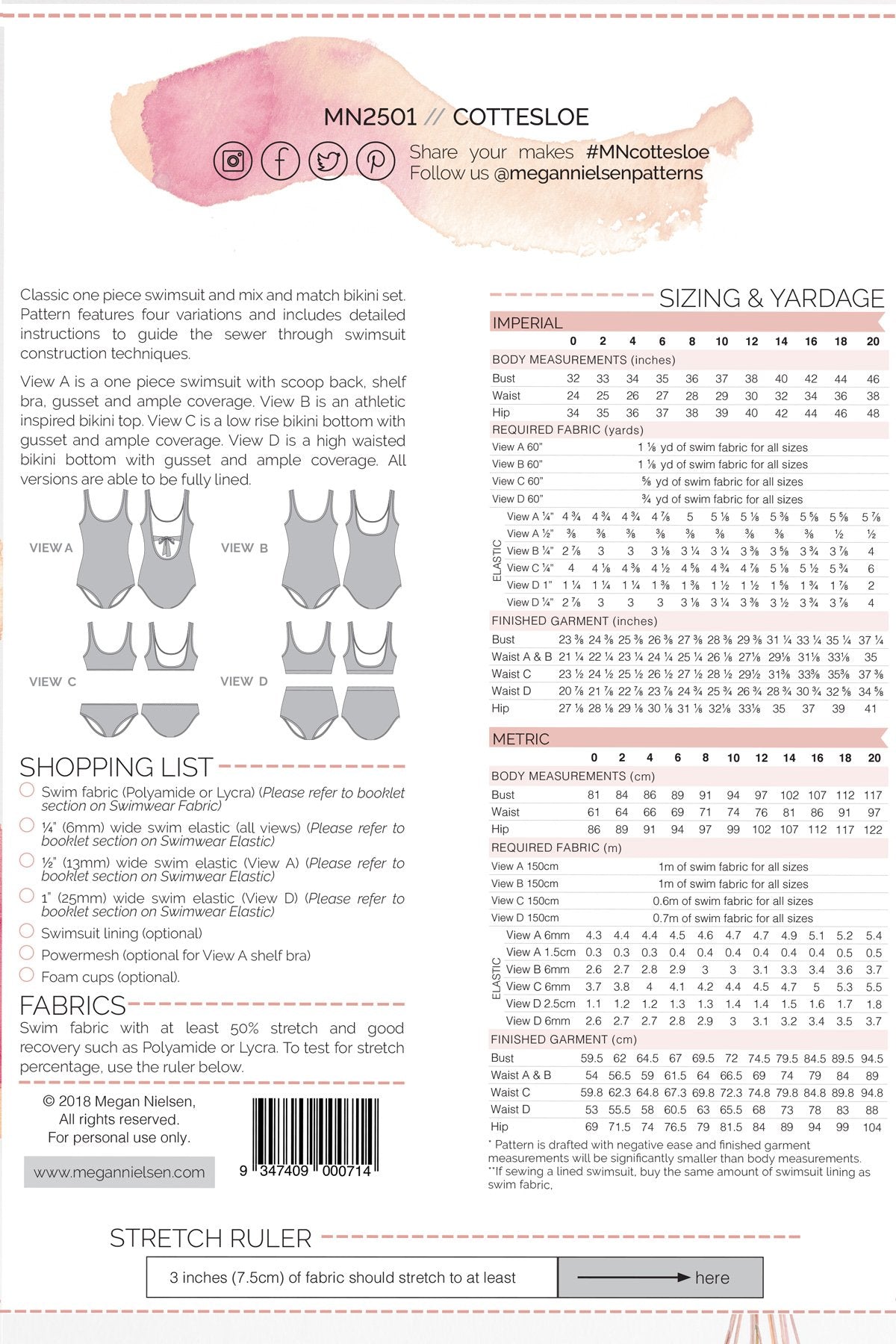 Megan Nielsen Pattern Cottesloe Swimsuit