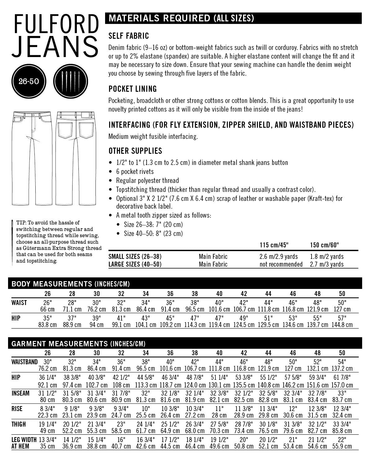 Fulford Jeans PDF Sewing Pattern
